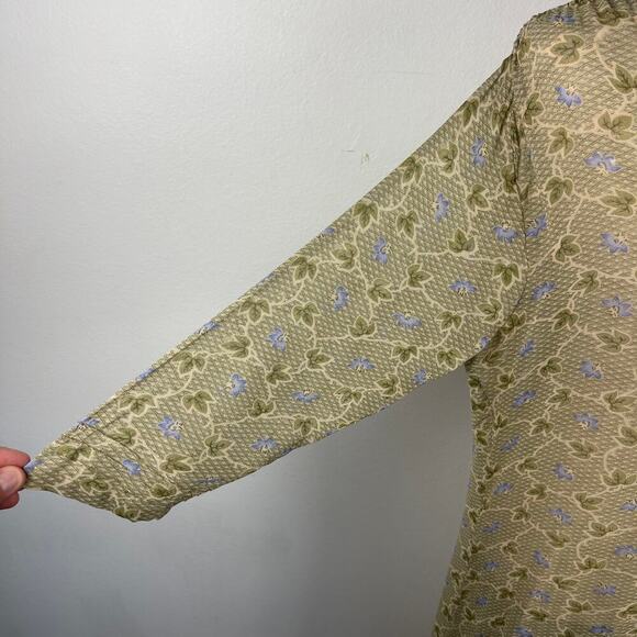 90s April Cornell Rayon Floral Maxi Button Front Sheer Dress Size Small FLAWED - Picture 5 of 16